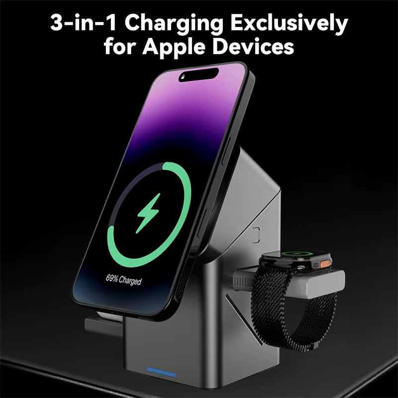 15W 3 in 1 Wireless Charging Station for Iphone 16 Charger Cargador Inalambrico Magnetic Qi2 Wireless Charger Draadloze Oplader