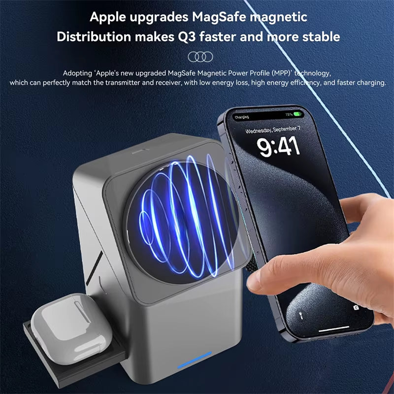 15W 3 in 1 Wireless Charging Station for Iphone 16 Charger Cargador Inalambrico Magnetic Qi2 Wireless Charger Draadloze Oplader